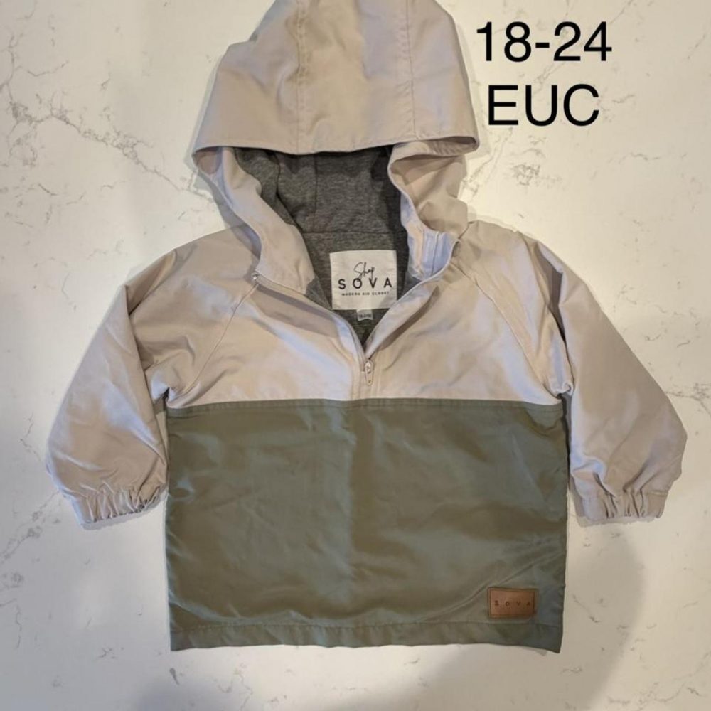 Sova Kids 18-24 months beige and gray color-blocked rain jacket #kids #raincoat